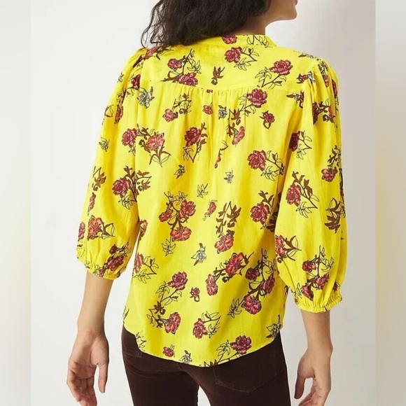 Anthropologie SAISON DE LA FLEUR- Womens Floral Buttondown Blouse Size Medi - Picture 3 of 15